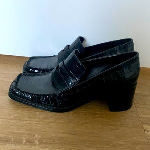 Zara heeled croc loafer